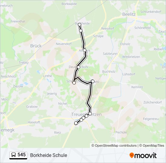 Автобус 545: карта маршрута