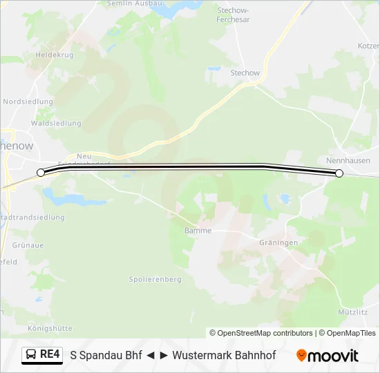 Автобус RE4: карта маршрута