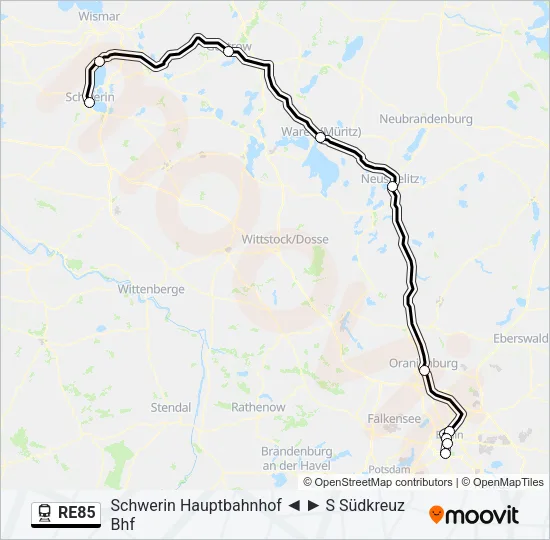 RE85 Train Line Map