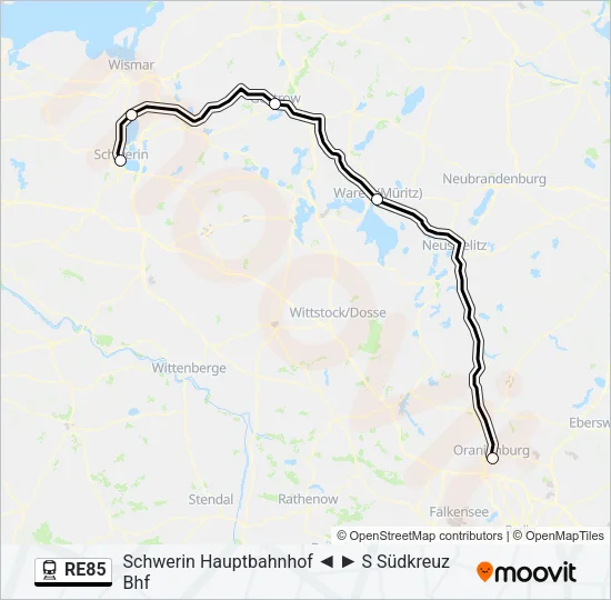 RE85 Train Line Map
