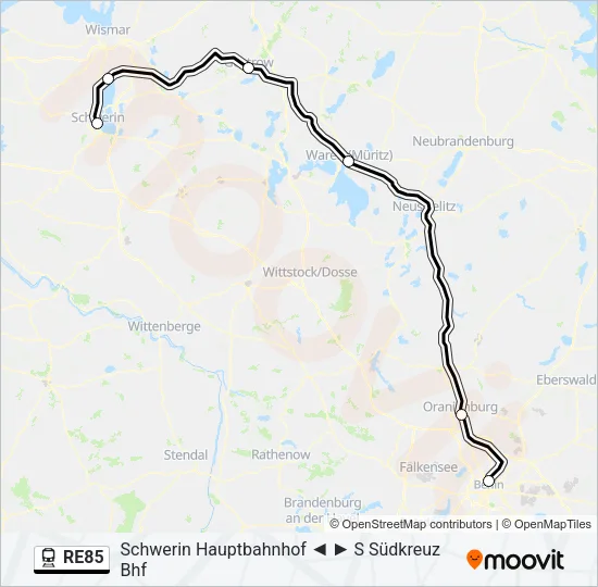 RE85 Train Line Map