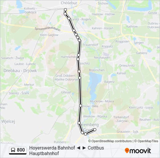 Автобус 800: карта маршрута