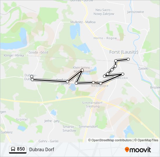 Автобус 850: карта маршрута