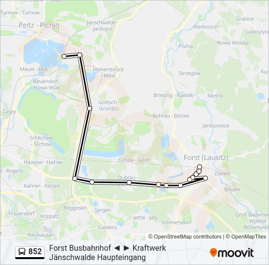 Автобус 852: карта маршрута