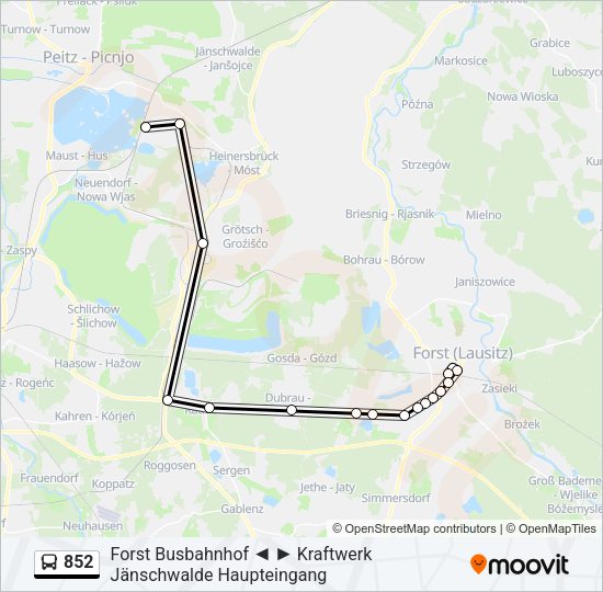 Автобус 852: карта маршрута