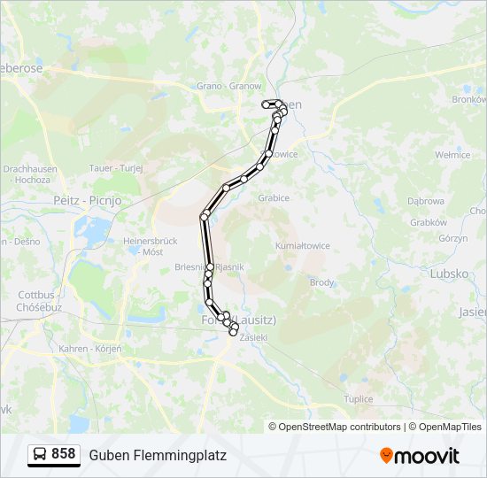 Автобус 858: карта маршрута