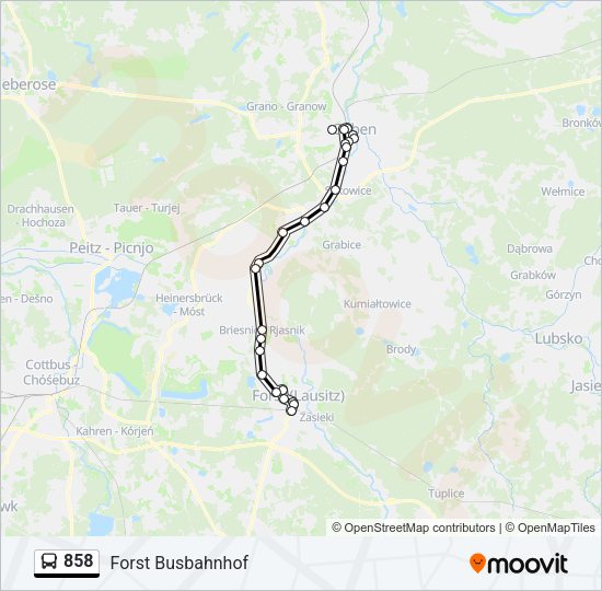 Автобус 858: карта маршрута