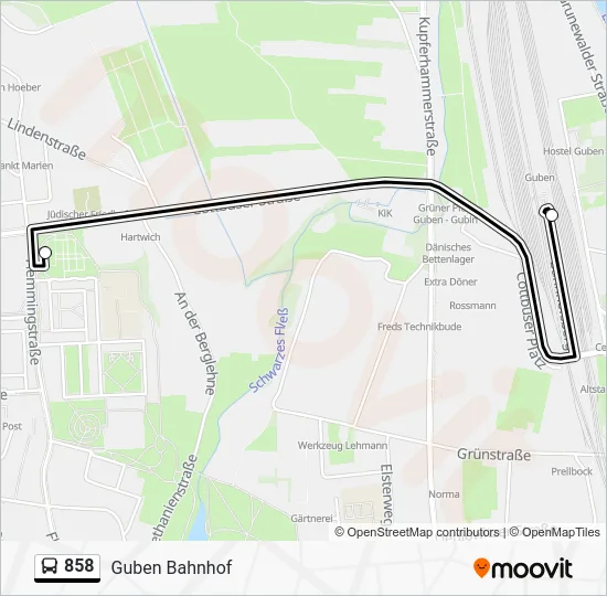 Автобус 858: карта маршрута