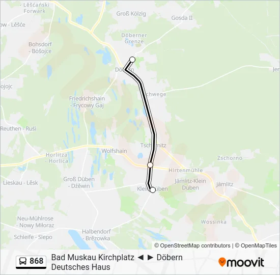 Автобус 868: карта маршрута
