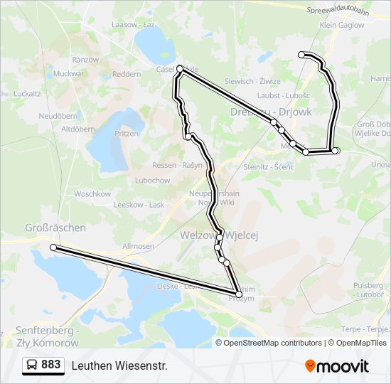 Автобус 883: карта маршрута