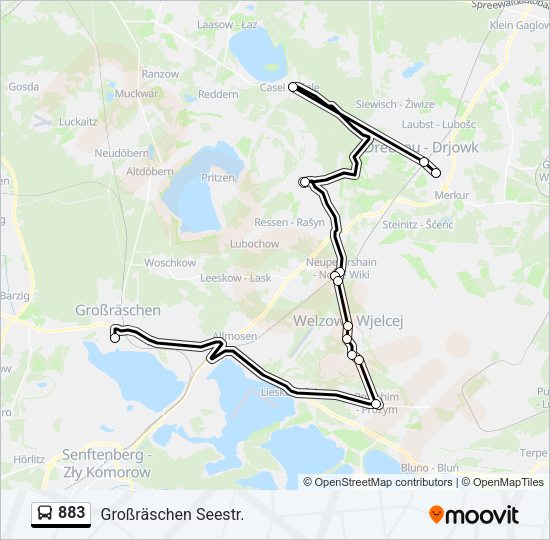 Автобус 883: карта маршрута