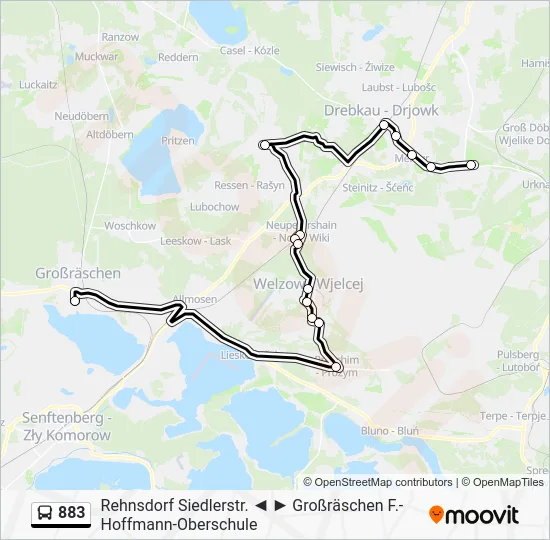 Автобус 883: карта маршрута