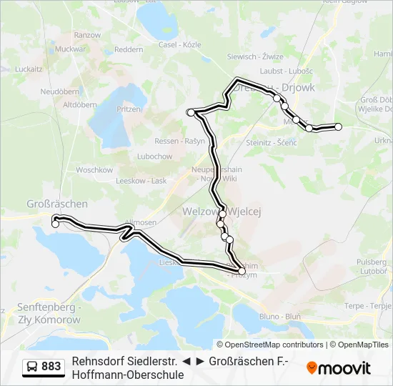 Автобус 883: карта маршрута