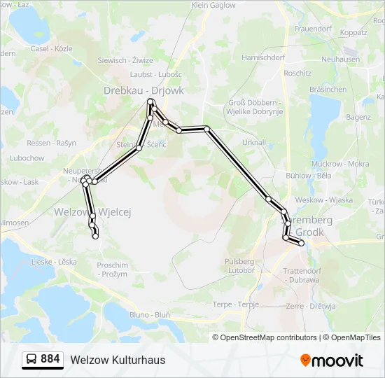 Автобус 884: карта маршрута