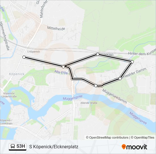 Автобус S3H: карта маршрута