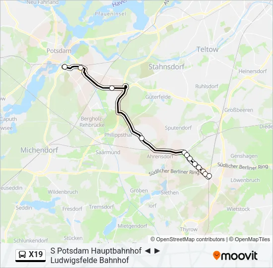 X19 Bus Line Map