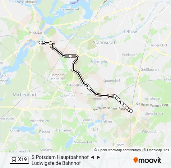 X19 Bus Line Map