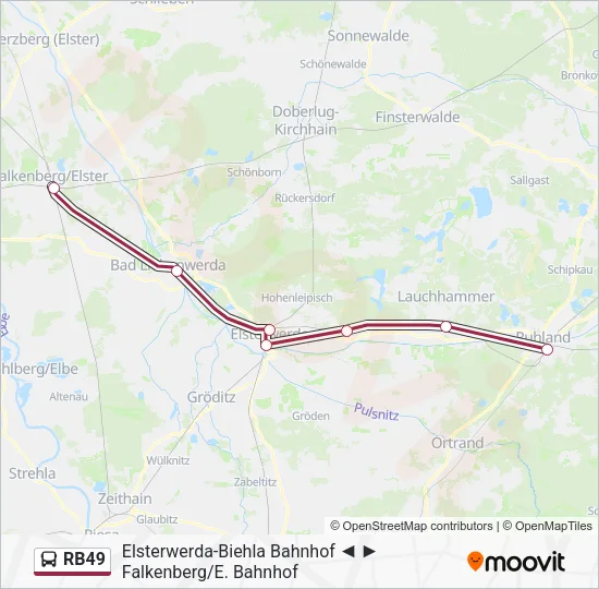 Автобус RB49: карта маршрута