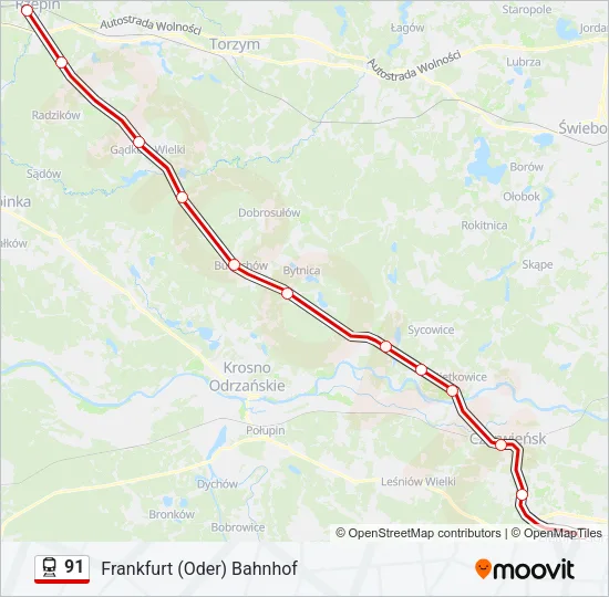 Поезд 91: карта маршрута