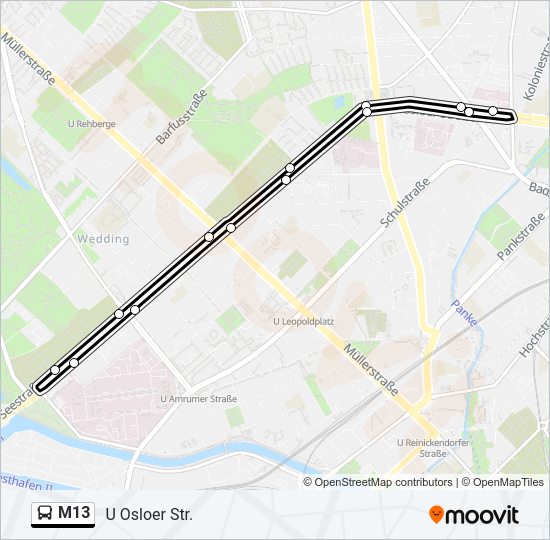 Автобус M13: карта маршрута