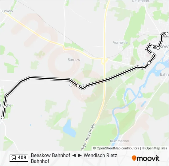 Автобус 409: карта маршрута