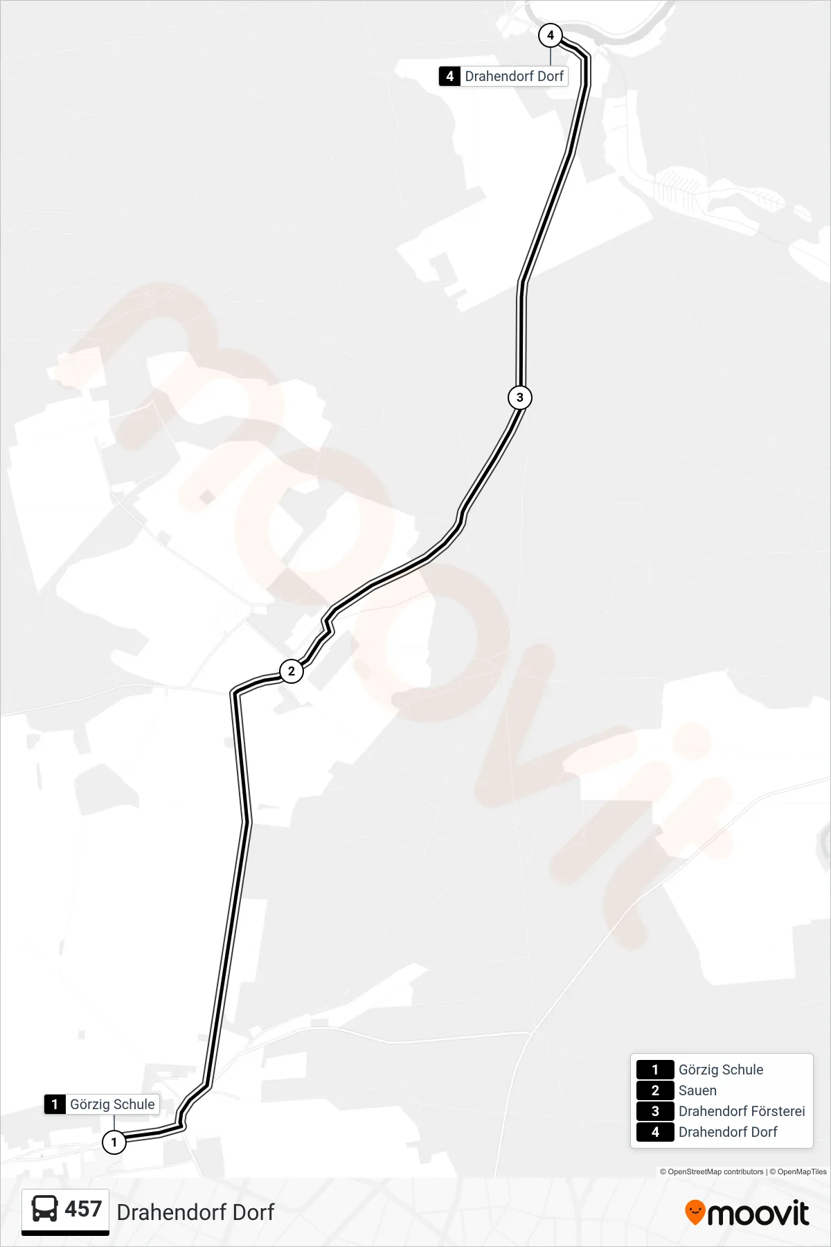 Linie 457 (Bus) Richtung Drahendorf Dorf: Route und Haltestellen auf der Karte