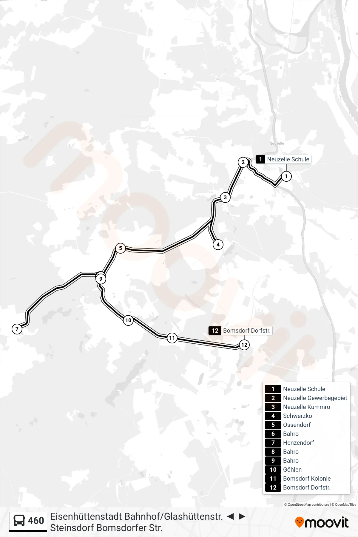 460 bus Line (Bomsdorf Dorfstr.) route and stops on a map