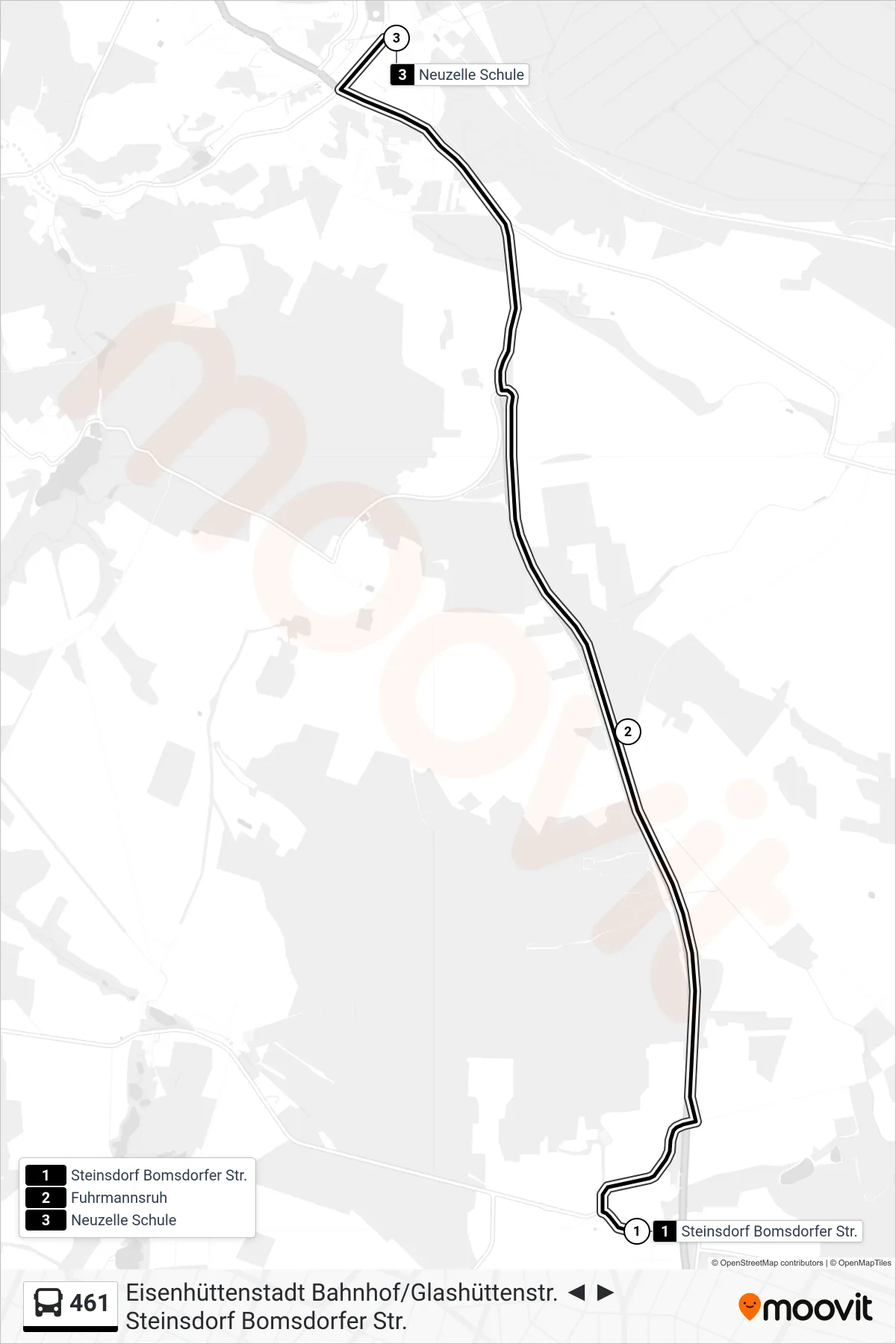 Linie 461 (Bus) Richtung Neuzelle Schule: Route und Haltestellen auf der Karte