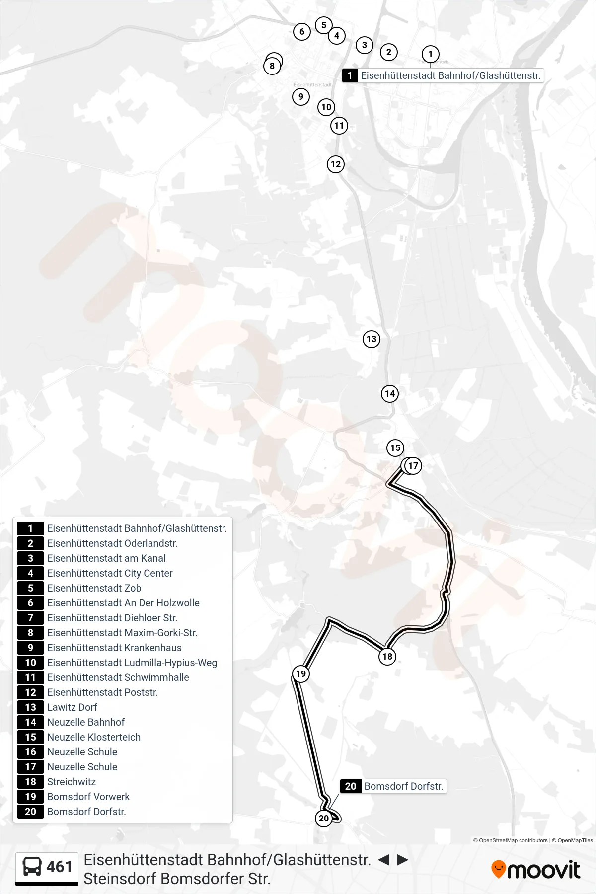 461 bus Line (Bomsdorf Dorfstr.) route and stops on a map