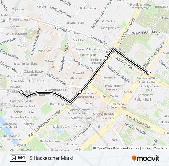 Автобус M4: карта маршрута
