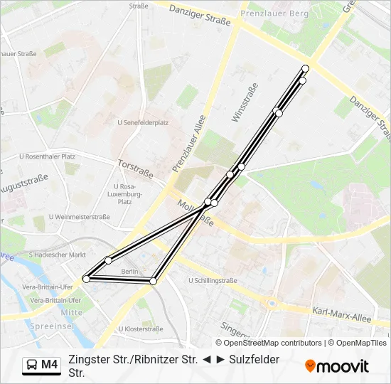 M4 Bus Line Map