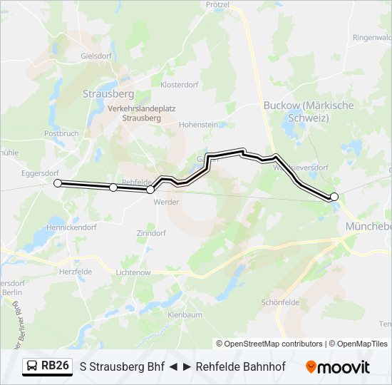 Автобус RB26: карта маршрута