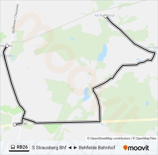 Автобус RB26: карта маршрута