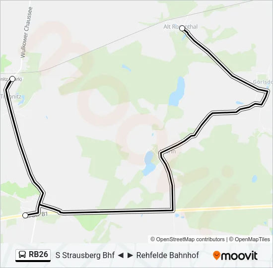 Автобус RB26: карта маршрута