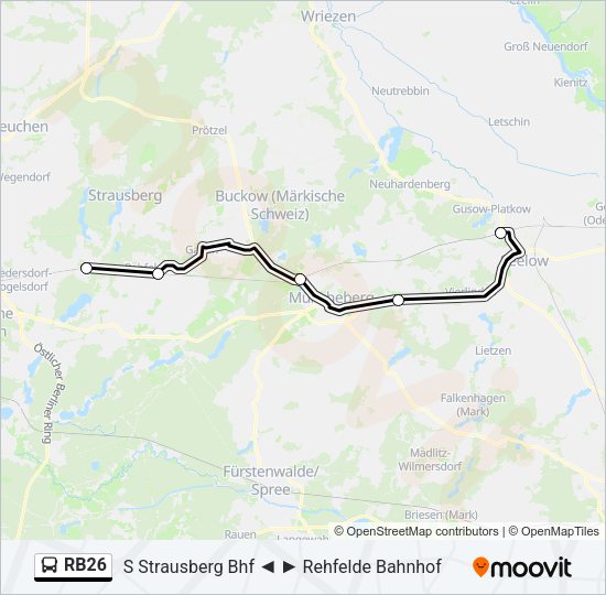 Автобус RB26: карта маршрута