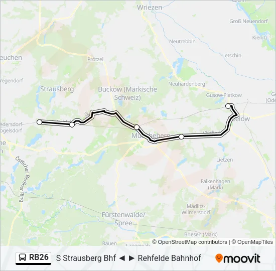Автобус RB26: карта маршрута