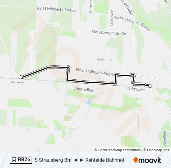 Автобус RB26: карта маршрута