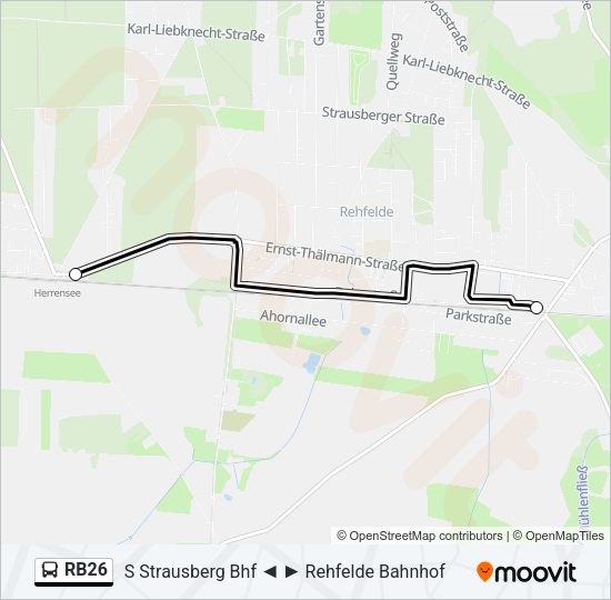 Автобус RB26: карта маршрута