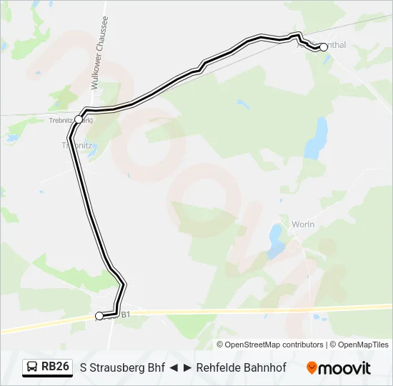 Автобус RB26: карта маршрута