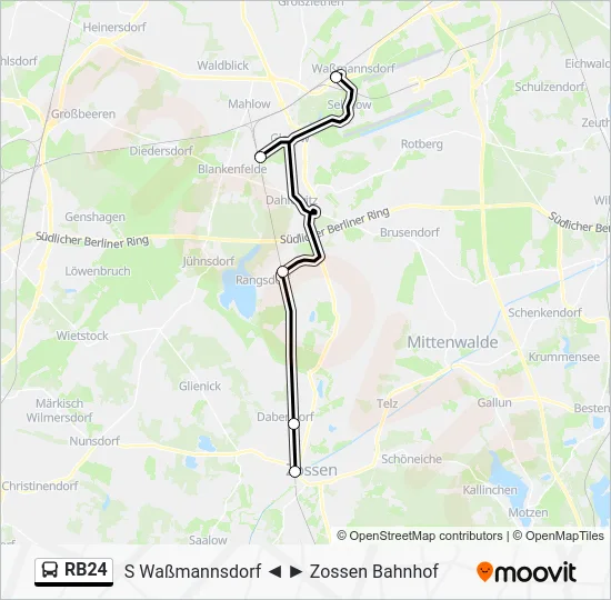 Автобус RB24: карта маршрута
