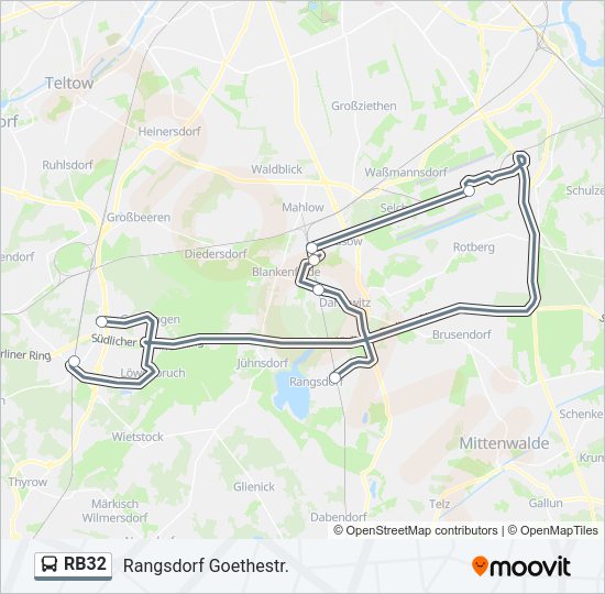 Автобус RB32: карта маршрута