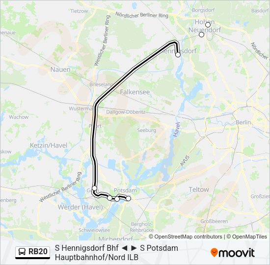 Автобус RB20: карта маршрута