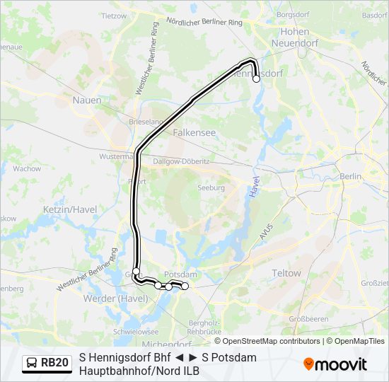 Автобус RB20: карта маршрута