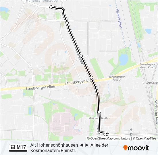 Автобус M17: карта маршрута