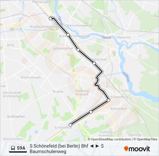 Автобус S9A: карта маршрута