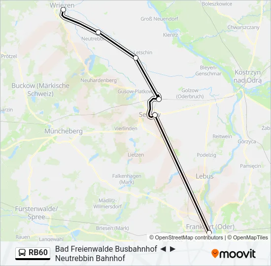 Автобус RB60: карта маршрута
