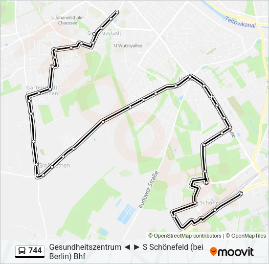 Автобус 744: карта маршрута
