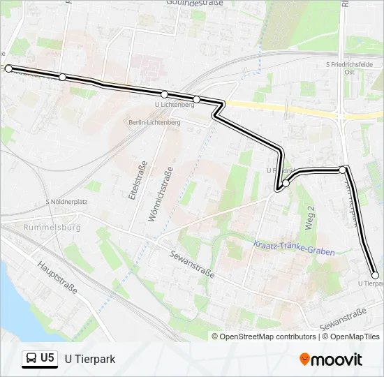 Автобус U5: карта маршрута