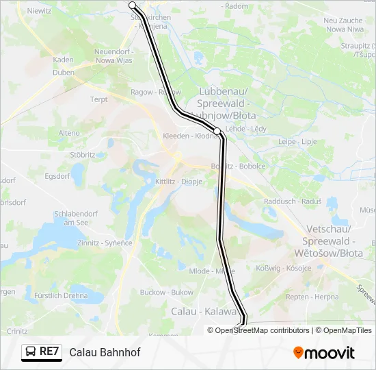 Автобус RE7: карта маршрута