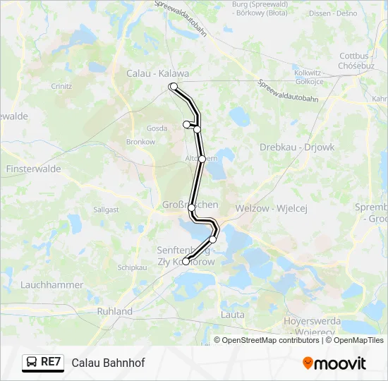 Автобус RE7: карта маршрута